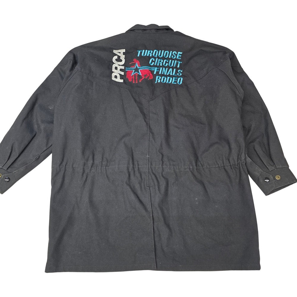 Vintage Bee-Wild PRCA Rodeo Canvas Jacket Mens Large Black Western Field Coat